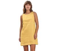 Amazhiyu Linen Dress for Women UK, Casual Summer Pure Linen Midi Sleeveless Crew Neck Tank Dress with Pockets S-XL Yellow M