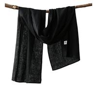 Amazhiyu Linen Scarf - 100% Linen, Unisex Solid Color Beach Wrap - 200 * 60 CM, Black