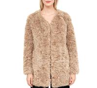 Amazhiyu Women Faux Fur Coat, Fluffy Winter Long Sleeves Jacket with Pocket | Fake Feather Jacket, Shaggy Coats, Lined, Side Pockets, Winter Warm Outerwear