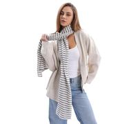 Amazhiyu Women Scarves,180CM Cotton Long Soft Scarf Shawl for All Season Striped Beach Ladies Scarves, Gifts for Women UK Black Striped