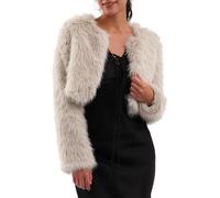 Amazhiyu Womens Faux Fur Coat, Winter Open Front Long Sleeve Warm Jacket Apricot L