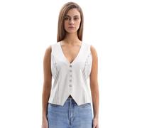 Amazhiyu Womens Linen Blend Waistcoat, Striped Sleeveless Linen Blend Waistcoat Button Down V Neck Crop Top Summer Vest Coat, Waistcoat Adjustable Strap Black&White Striped XL