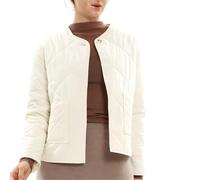 Amazhiyu Womens Quilted Jacket, Winter Lightweight Diamond Quilted Jacket with Pockets, Ladies Long Sleeves Warm Button Padded Coats Beige XL