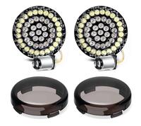 Amazicha Front LED Turn Signal, 1157 Front Turn Signal Bullet Light with 2 Smoked Lens Covers Fit for Harley Touring Road Glide Street Glide Road King Electra Glide Softail Dyna Sportster 1986-2024