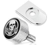Amazicha Stainless Steel Seat Bolt Skull Pattern Tab Screw Mount Knob Cover Compatible for Harley Davidson Sportster Softail Touring Dyna 1996-2025 Chrome