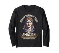 Amazigh Woman Tifinagh Tattoo Art Berber Pride Tee Long Sleeve T-Shirt
