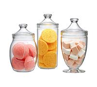 Amazing Abby - Adore - Acrylic Apothecary Jars (3-Piece Set), Plastic Jars with Lids, Bathroom Canisters, Vanity Organizers, Candy Buffet, Wedding Display, BPA-Free and Shatter-Proof