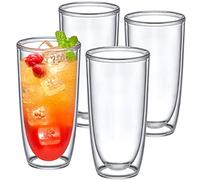 Amazing Abby - Andes - 20-Ounce Insulated Plastic Tumblers (Set of 4), Double-Wall Plastic Drinking Glasses, All-Clear High-Balls, Reusable Plastic Cups, BPA-Free, Shatter-Proof, Dishwasher-Safe