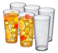 Amazing Abby - Breeze - 30-Ounce Plastic Tumblers (Set of 6), Iced-Tea Drinking Glasses, All-Clear Reusable Cups, Stackable, BPA-Free, Shatter-Proof, Dishwasher-Safe