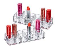 Amazing Abby - Charm - 2-Pack 12-Slot Acrylic Lipstick Organizer, Lipstick Holder, Lip Gloss Holder, Cosmetic Storage Display, Perfect Storage Solution for Drawer and Vanity (Slot Size: 0.9" x 0.9")