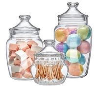 Amazing Abby - Embrace - Acrylic Bathroom Canisters (3-Piece Set), Plastic Apothecary Jars for Vanity, BPA-Free and Shatter-Proof, Great for Cotton Balls, Bath Sponges, Shower Balls, and More