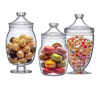 Amazing Abby - Keep - Acrylic Apothecary Jars (3-Piece Set), Plastic Jars with Lids, Bathroom Canisters, Vanity Organizers, Candy Buffet, Wedding Display, BPA-Free and Shatter-Proof (NOT Glass)