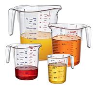Amazing Abby - Melissa - Plastic Measuring Cups (4-Piece Set), Food-Grade Measuring Jugs, 1/2/4/8-Cup Capacity, Unbreakable, Stackable, Dishwasher-Safe, Great for Oil, Vinegar, Flour, and More