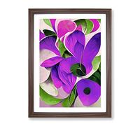 Amazing Abstract Flowers No.3 Framed Print | A2 Walnut Framed Wall Art | Ready to Hang | Abstract Floral Picture | Living Room Bedroom Lounge Office