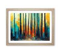 Amazing Abstract Forest Vol.6 H1022 Framed Print for Living Room Bedroom Home Office Décor, Wall Art Picture Ready to Hang, Oak A4 Frame (34 x 25 cm)