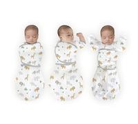 Amazing Baby 6-Way Omni Swaddle Sack - Baby Swaddle Blanket 0-3 Months with Arms Up Sleeves & Adjustable Wrap - Newborn Sleep Sack for Safer Sleep, On Safari, Small