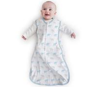 Amazing Baby Cotton Sleeping Sack with 2-Way Zipper, Tiny Elephants, Pastel Blue, Large, 12-18 Months