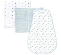 Amazing Baby Gift Set, 3-Piece Set, Cotton Sleeping Sack, Muslin Swaddle, Cellular Blanket, Sunwashed Blue