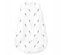 Amazing Baby Muslin Sleeping Sack with 2-Way Zipper, Little Feather, Black, Large, 12-18 Months