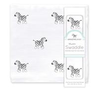 Amazing Baby Muslin Swaddle Blanket, Premium Cotton, Zebra, Black