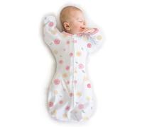 Amazing Baby Transition Swaddle Bag with Half Length Sleeves and Mitten Cuffs, Large, 6-9 Months, 3.7-4 lbs, Small Watercolour Roses (Sleeves Up Swaddle, Transition Swaddle Sleeping Bag)
