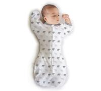 Amazing Baby Transitional Swaddle Sack, Baby Swaddles for Newborn with Arms Up Half-Length Sleeves & Mitten Cuffs, Sleep Sack Wearable Blanket, M (6.4-9.5 kg), 3-6 months, Tiny Elephants, Sterling