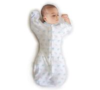 Amazing Baby Transitional Swaddle Sack, Baby Swaddles for Newborn with Arms Up Half-Length Sleeves & Mitten Cuffs, Sleep Sack Wearable Blanket, M (6.4-9.5 kg), 3-6 months, Tiny Elephants, Blue