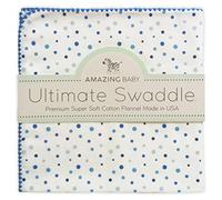 Amazing Baby Ultimate Winter Swaddle, X-Large Receiving Blanket, Made in USA, Premium Cotton Flannel, Playful Dots, Multi Blue (Mom's Choice Award Winner)