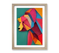 Amazing Bear Abstract Framed Wall Art Print A2 Oak