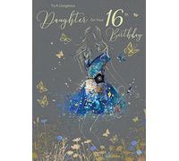Amazing Beautiful Daughter 16th Milestone Age 16 Birthday Greeting Card - from the Gorgeous Grace Range (EL374) - Glitter & Foil Finished with Gold Envelope (16th)