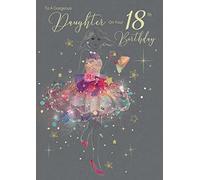 Amazing Beautiful Daughter 18th Milestone Age 18 Birthday Greeting Card - from the Gorgeous Grace Range (EL046) - Glitter & Foil Finished with Gold Envelope (18th)