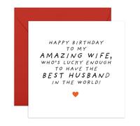 Amazing Birthday Card for Her - 'Wife From Your Husband' - Present for Spouse, Babe, Other Half, Honey, Hun - Lucky To Have - Comes with Fun Stickers