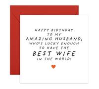Amazing Birthday Card for Him - 'Husband From Your Wife' - Presents for Father, Him, Husband, Spouse From Wife - Lucky To Have - Comes with Fun Stickers