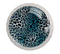 Amazing Blue Bright Leopard Print Drawer Knob Pull Handle Cupboard Knobs with Screws 4pcs