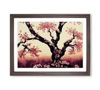 Amazing Cherry Blossom Tree Flowers Framed Print | A4 Walnut Framed Wall Art | Ready to Hang | Modern Floral Picture | Living Room Bedroom Lounge Office