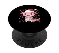 amazing christmas xmas cute santa hat axolotl PopSockets Adhesive PopGrip