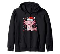 amazing christmas xmas cute santa hat axolotl Zip Hoodie