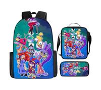 Amazing Circus Merch Circus Backpack Cute Cartoon Character School Bag, Shoulder Bag and Pencil Case Pomni Jax School Backpack Gift for Fans A06