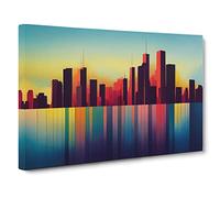 Amazing City Skyline Architecture Canvas Print | Gallery Wrapped 30mm Frame Wall Art | 30x20 inches | Ready to Hang | Contemporary Cityscape Picture | Living Room Bedroom Lounge Office