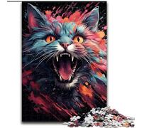 Amazing Colorful Magic Cat Jigsaw Puzzles for Teenagers 1000 Piece Puzzle, Stress Reliever Staycation Kill Time Funny Gift (26x38cm)