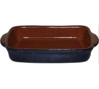 Amazing Cookware Large Terracotta Rectangular Deep Dish - 'Reactive Blue'