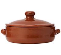 Amazing Cookware Natural Terracotta Deep Dish with Lid 15cm, Brown