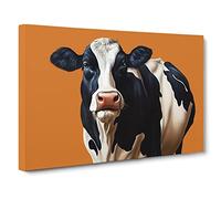 Amazing Cow Canvas Print | Gallery Wrapped 30mm Frame Wall Art | 30x20 inches | Ready to Hang | Contemporary Animals Picture | Living Room Bedroom Lounge Office