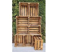 Amazing crates Strong Rustic Burnt Smaller Storage Wooden Fruit Crates Box-Clean! (Burnt effect, 10)