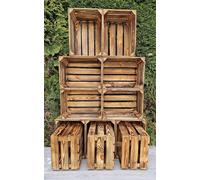 Amazing crates Strong Rustic Burnt Smaller Storage Wooden Fruit Crates Box-Clean! (Burnt effect, 12)