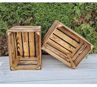 Amazing crates Strong Rustic Burnt Smaller Storage Wooden Fruit Crates Box-Clean! (Burnt effect, 2)