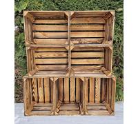 Amazing crates Strong Rustic Burnt Smaller Storage Wooden Fruit Crates Box-Clean! (Burnt effect, 7)