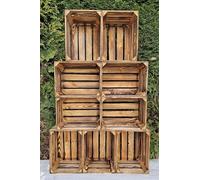 Amazing crates Strong Rustic Burnt Smaller Storage Wooden Fruit Crates Box-Clean! (Burnt effect, 9)