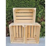 Amazing crates Strong Rustic Burnt Smaller Storage Wooden Fruit Crates Box-Clean! (Natural, 3)