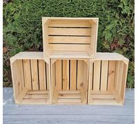 Amazing crates Strong Rustic Burnt Smaller Storage Wooden Fruit Crates Box-Clean! (Natural, 4)